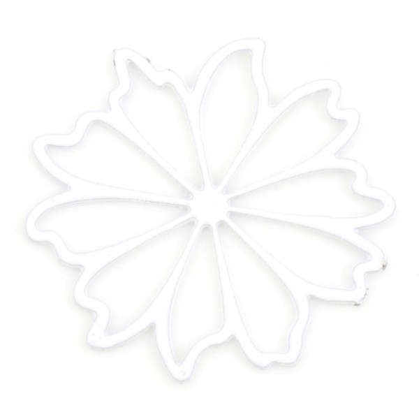 PS11876746 PAX 10 Estampes pendentif filigrane Fleur 17mm métal finition Blanc - Photo n°1