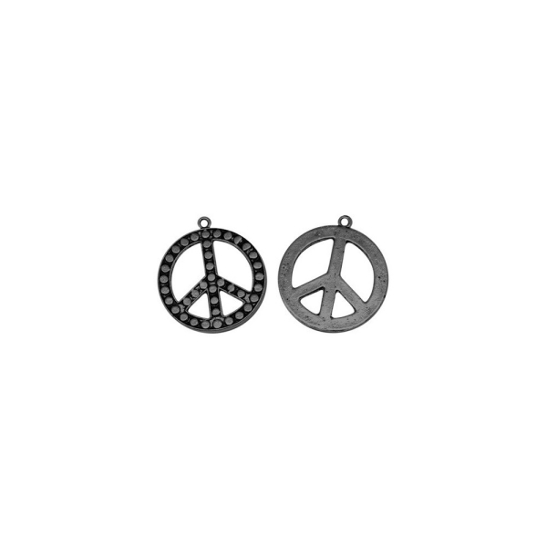 Symbole paix noir breloque pendentif apprêts bijoux x 1 pièce - Photo n°1