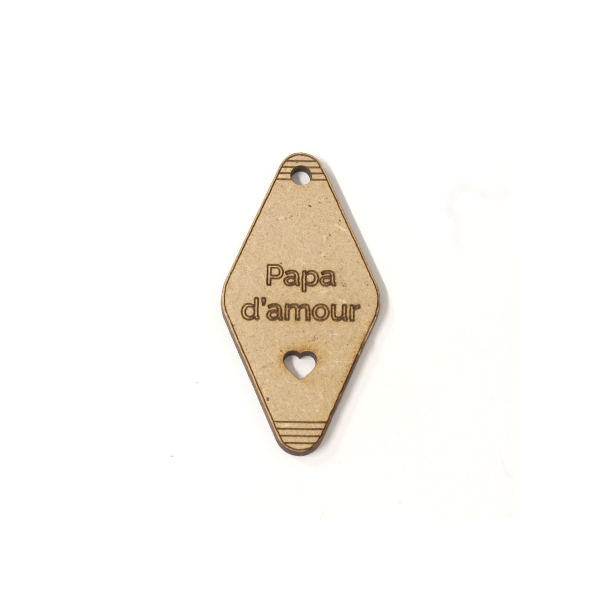 Porte-clés en bois - Losange Papa d'amour - 7 cm - 1 pce - Photo n°1