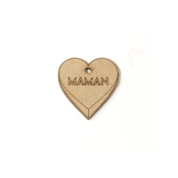 Porte-clés en bois - Coeur Maman - 5 cm - 1 pce