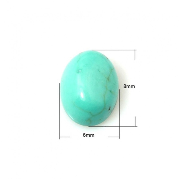 Cabochon pierre synthétique turquoise ovale 8 x 6 mm (5 pièces) Turquoise - Photo n°2