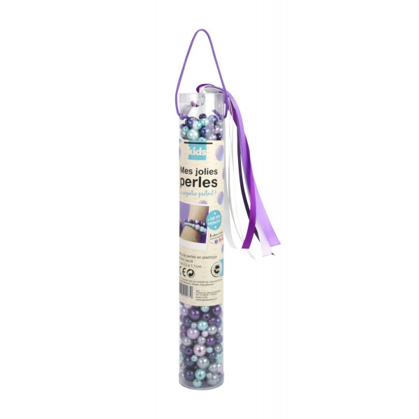 Perles nacrées - Violet - Bleu - Argent - Bijoux bracelets colliers - 550 perles - Photo n°1