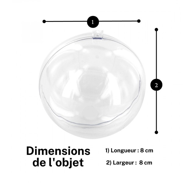 Boule en plastique transparent - A remplir et personnaliser - 8 cm de diamètre - Photo n°2