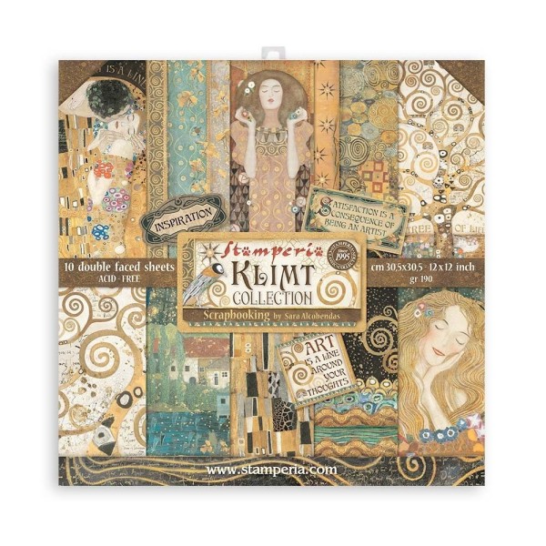 Pochette de 10 feuilles recto verso Klimt Stamperia - Photo n°1