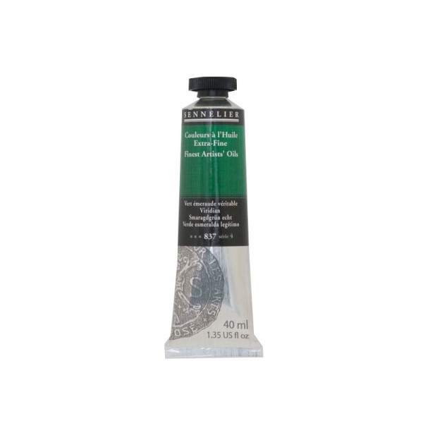Sennelier - Peinture à l'huile - Extra-fine - Vert émeraude véritable - N 837 - Tube de 40ml - Photo n°1