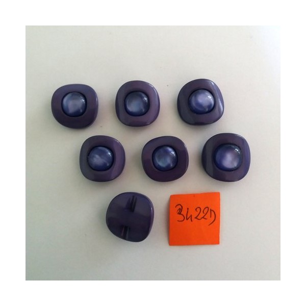 7 Boutons en résine violet - vintage - 17mm - 3422D - Photo n°1