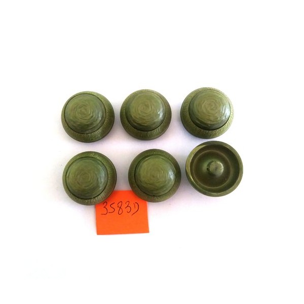 6 Boutons en résine vert - vintage - 22mm - 3583D - Photo n°1