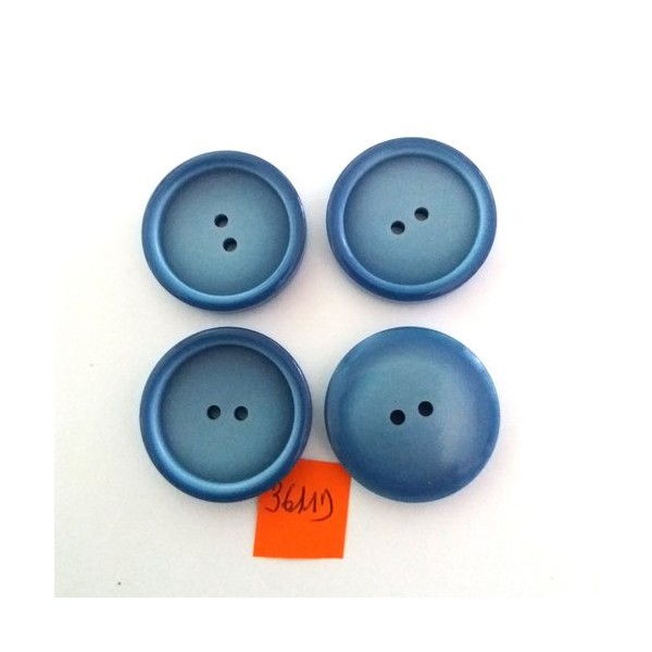 4 Boutons en résine bleu - vintage - 31mm - 3611D - Photo n°1