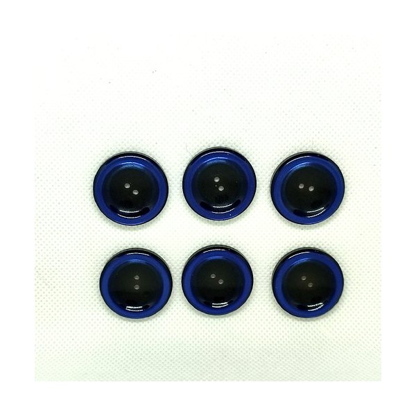 6 Boutons en résine bleu foncé - 27mm - Photo n°1