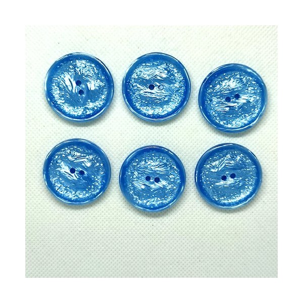 6 Boutons en résine bleu clair - 31mm - Photo n°1