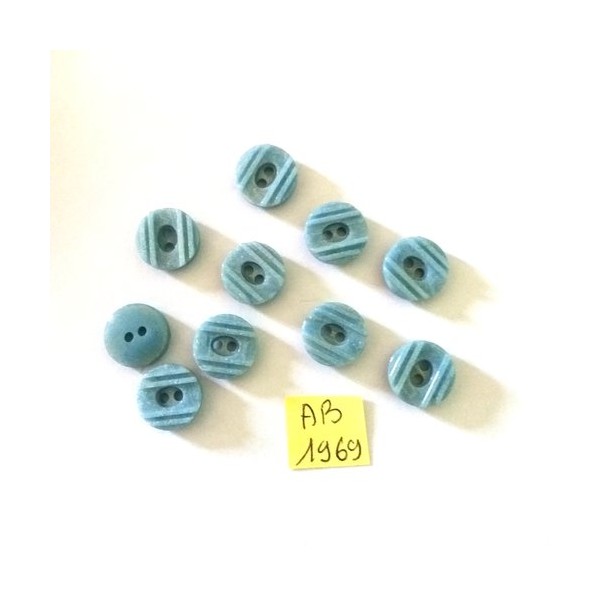 10 Boutons en résine bleu - 14mm - AB1969 - Photo n°1