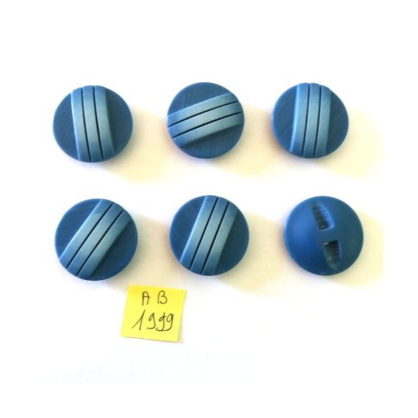 6 Boutons en résine bleu - 27mm - AB1999 - Photo n°1