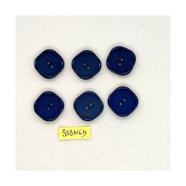 6 Boutons en résine bleu - 20mm - 358NLD - Photo n°1