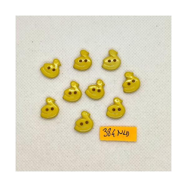 9 Boutons en résine jaune / vert - canard - 14mm - 384NLD - Photo n°1