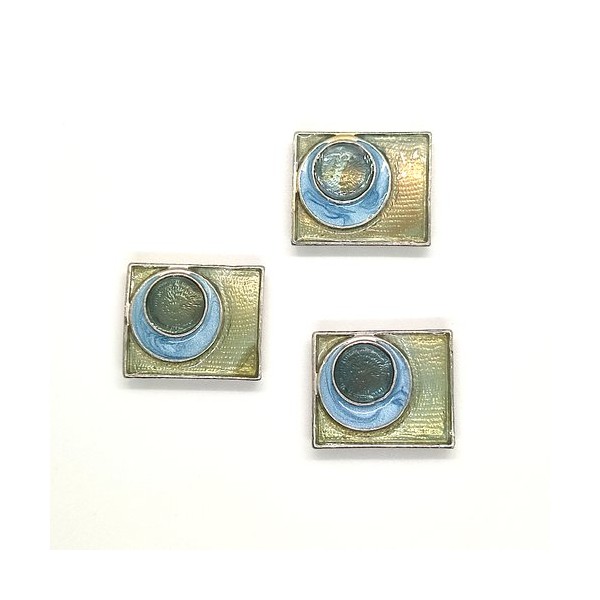 3 Connecteurs métal argenté et bleu - 23x28mm - Photo n°1