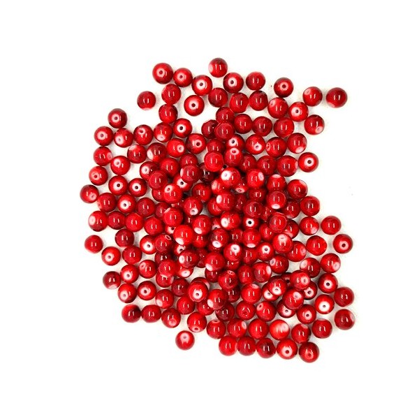 180 Perles en verre rouge - 8mm - Photo n°1