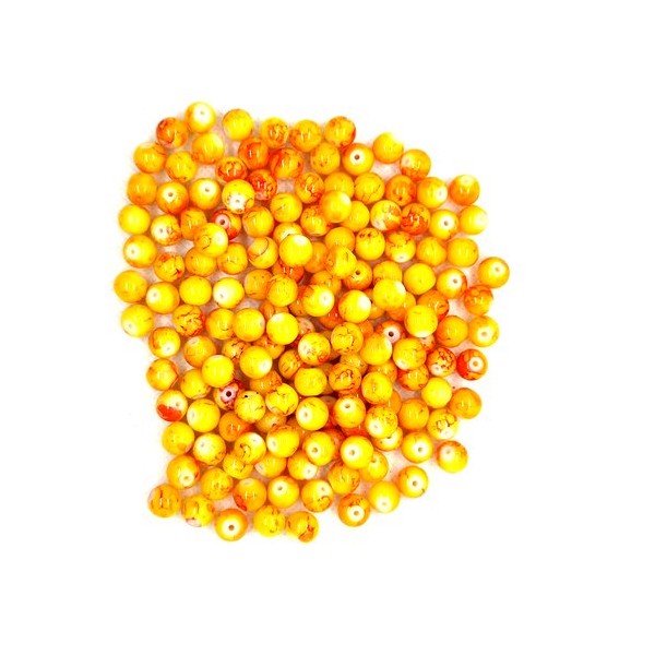 162 Perles en verre jaune / orangé - 8mm - Photo n°1