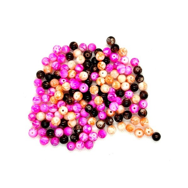 160 Perles en verre multicolore - 8mm - Photo n°1