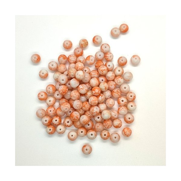 106 Perles en verre orange - 8mm - Photo n°1