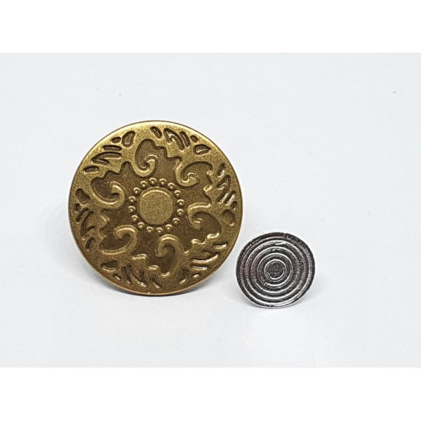 15 BOUTONS PRESSIONS JEANS Métal Bronze rond 17 mm avec motif - couture Diy - Photo n°3