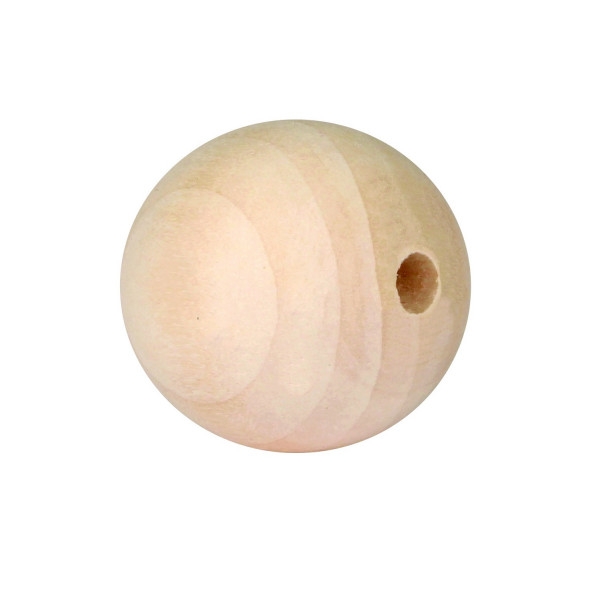Perle en bois naturel - Déco - Loisirs créatifs - 2,5 cm de diamètre - 15 pièces - Photo n°1