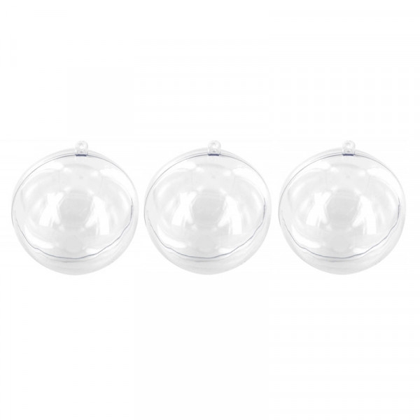 3 boules en plastique transparent - A remplir et personnaliser - 8 cm de diamètre - Photo n°1