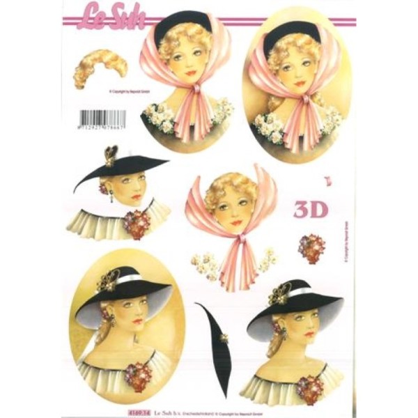 Carte 3D à découper - 416914 - Femmes à chapeau - Photo n°1