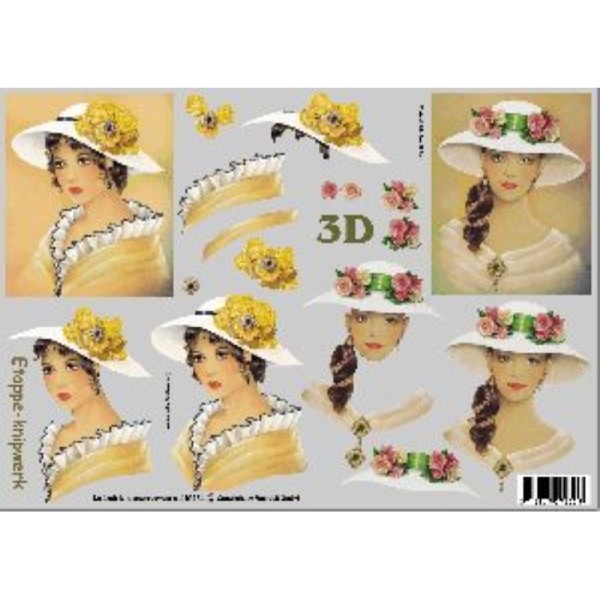 Carte 3D à découper - femmes au chapeau - 416984 - Photo n°1