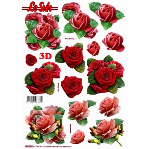 Carte 3D prédéc. - roses - 680004 - Photo n°1