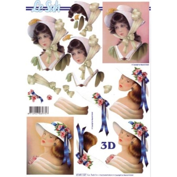 Carte 3D à découper - femmes à chapeaux - 4169127 - Photo n°1