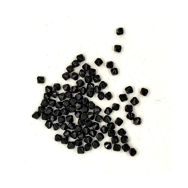 100 Perles toupie en verre noir - 6mm - 198 - Photo n°0
