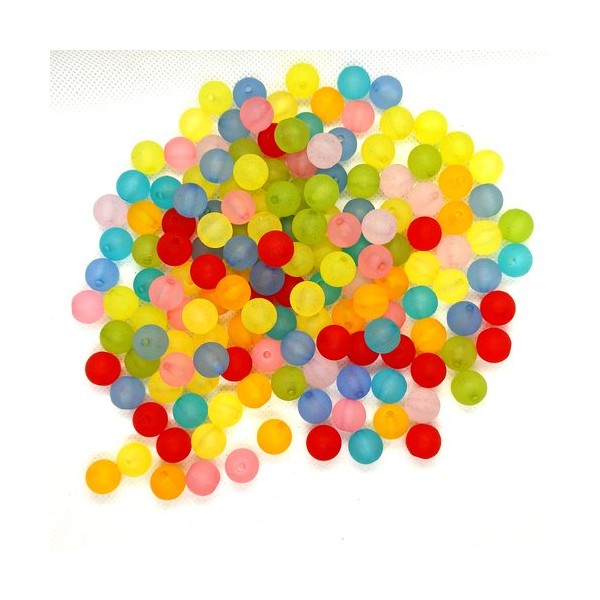 158 Perles en résine multicolore - 12mm - 201 - Photo n°1