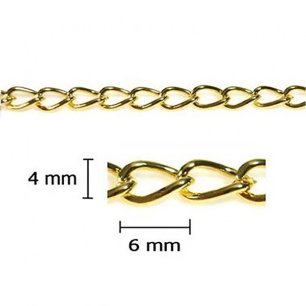 Chaine bijoux maillons gourmette 6x4 mm (3 x 1 mètre) Doré - Photo n°1