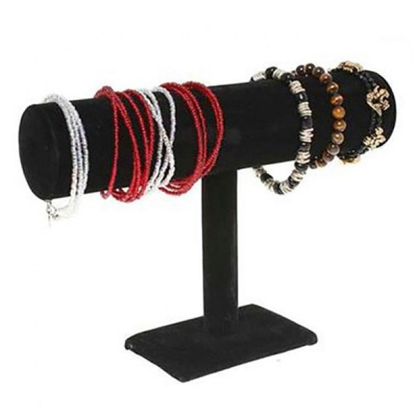 Porte bijoux jonc porte bracelet montres en velours à 1 rang Noir - Photo n°1