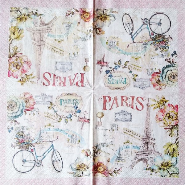 4 serviettes en papier découpage collage 33 cm PARIS FLEUR FL 321 - Photo n°2