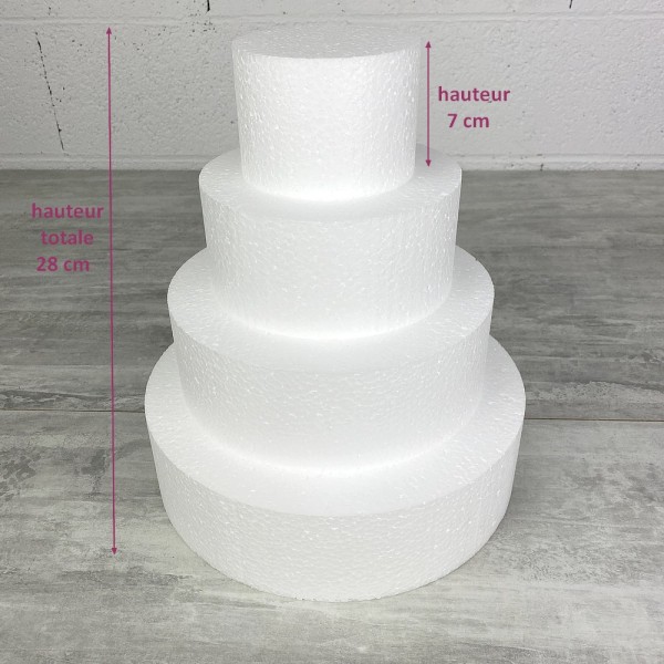 Pièce montée en Polystyrène, 28 cm de haut, Base Ø 25cm à 10cm, 4 étages wedding cake haute densité - Photo n°2