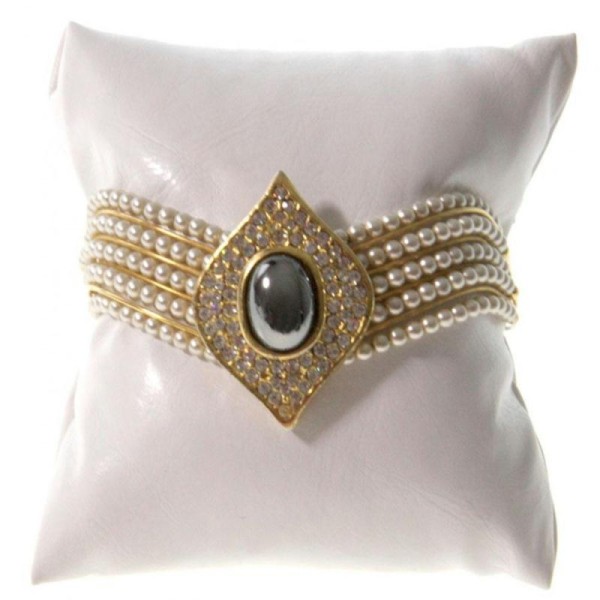 Porte bijoux coussin montre et bracelet en simili cuir 8 x 8 cm Blanc - Photo n°1