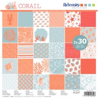 Papier scrapbooking - Corail - 170 g/m² - 30,5 x 30,5 cm - 60 feuilles