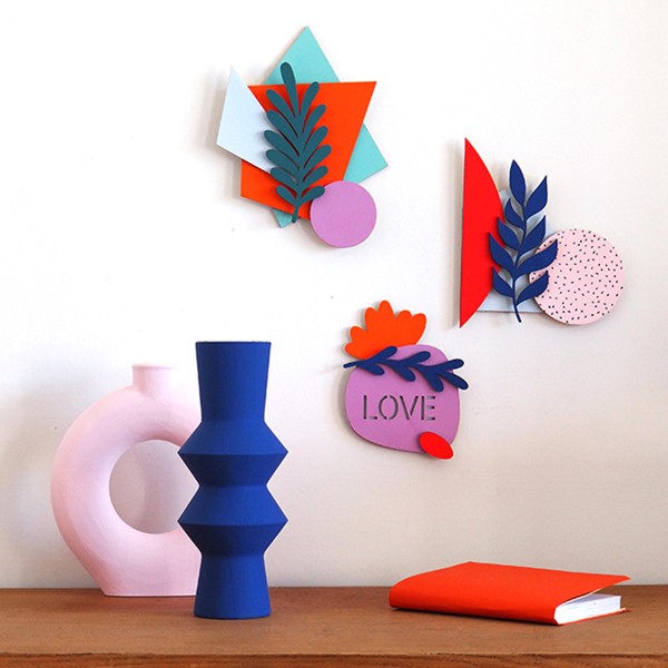 Formes en bois à décorer - Color Block - Love - 4 pcs - Photo n°3