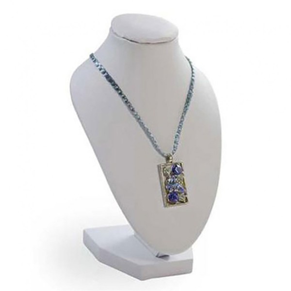 Porte bijoux buste pour collier en simili cuir 15 cm Blanc - Photo n°1