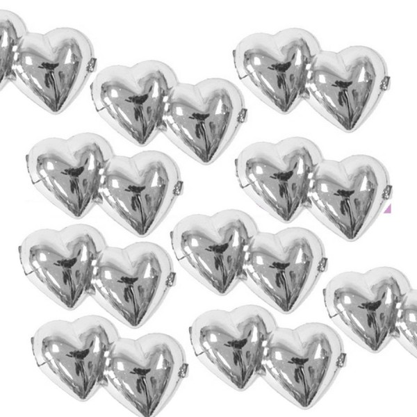 Lot de 50 Doubles Coeurs Argentés en plastique, à épandre ou à coller, long. 20 mm, pour mariage ou - Photo n°1