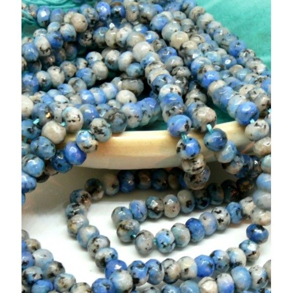 H11E316 Lot 1/2 fil d'environ 43 Perles Rondelle 6 par 4 mm Jaspe Kiwi coloris A02 - Photo n°1