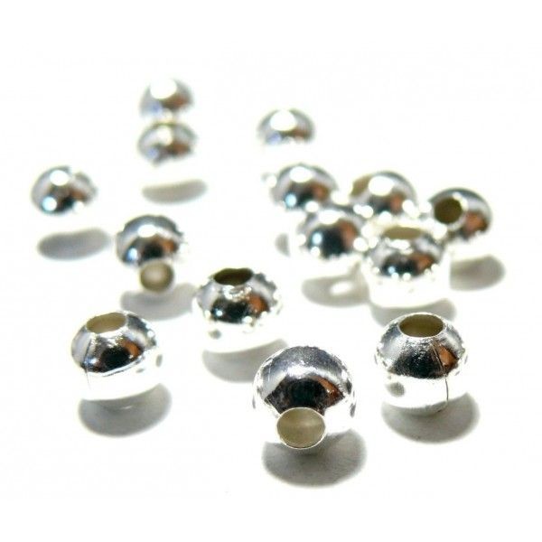 BU1601271727496PP PAX 50 perles intercalaires RONDES 5 mm métal finition Argent Platine - Photo n°1