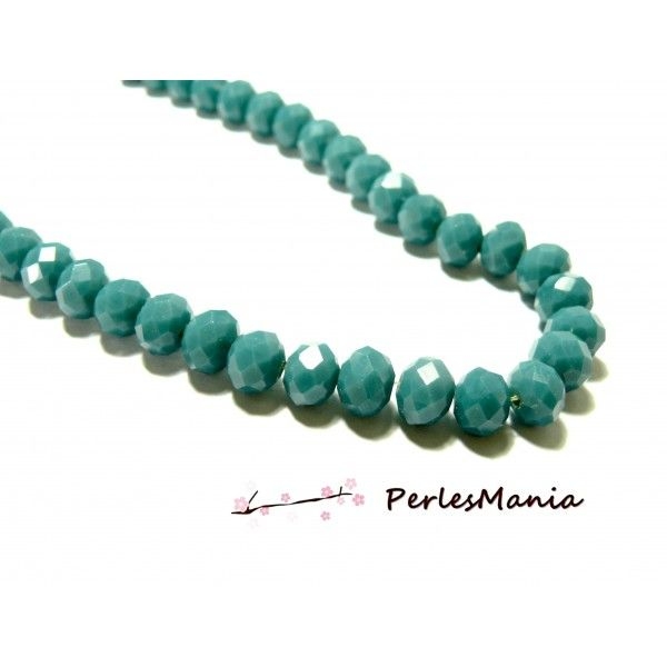 REF 2J1842 LOT 1 fil d'environ 95 perles Rondelles  6 par 4mm Verre Facettée Bleu Vert Pastel - Photo n°1