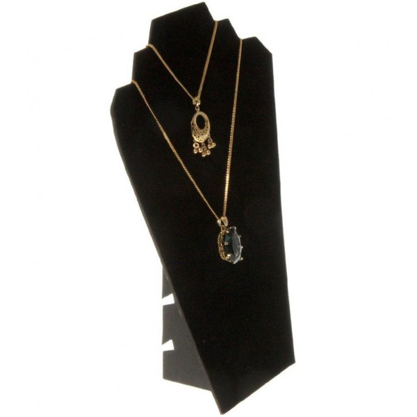 Porte bijoux buste presentoir colliers pliant en velours 32 cm Noir - Photo n°2