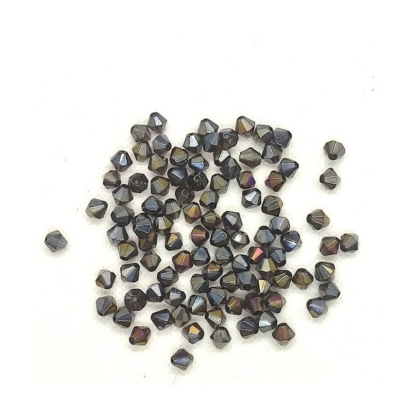 100 Perles toupie en verre violet / gris - 6mm - 207 - Photo n°1