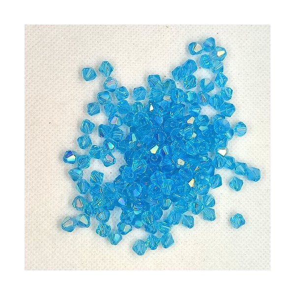 174 Perles toupie en verre bleu - 6mm - 208 - Photo n°1