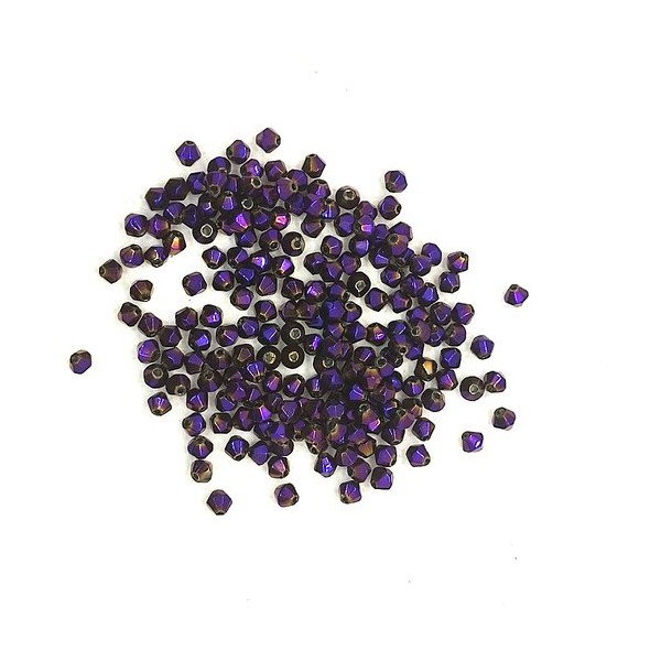 196 Perles toupie en verre violet - 4mm - 211 - Photo n°1