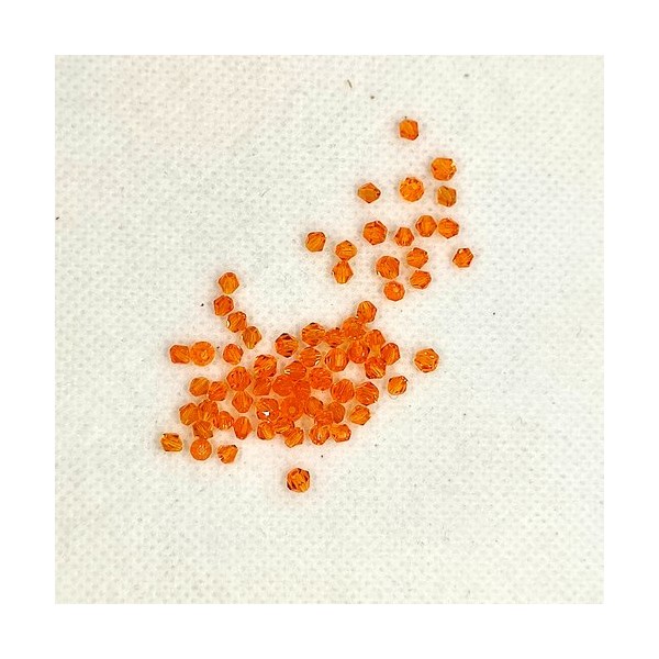 68 Perles toupie en verre orange - 3mm - 213 - Photo n°1
