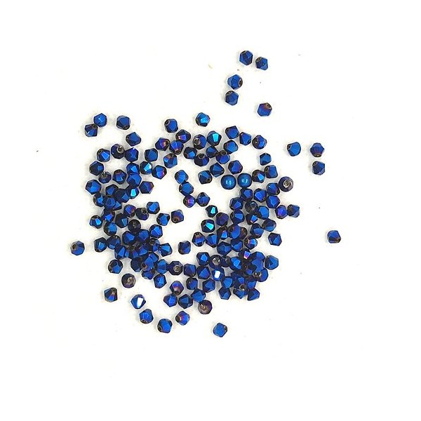 146 Perles toupie en verre bleu foncé - 3mm - 214 - Photo n°1